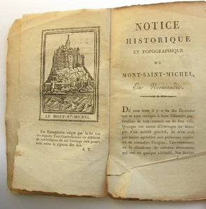 MONT-ST-MICHEL. Notice historique et Topographique de Tombelaine Avranches. 1823 - Picture 1 of 2