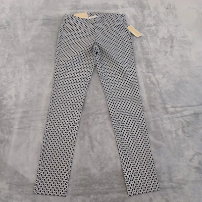 Michael Kors Ankle Pants Womens Small Black Geometric Super Skinny Pull On New - Image 1 of 4