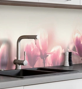 Küchenrückwand selbstklebend rosa Blumenfeld Spritzschutz Folie - Bild 1 von 1