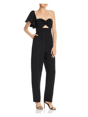 Macacão KEEPSAKE Feminino Preto Torção Frente Desossa Manga Flutter Perna Reta 8 - Imagem 1 de 4