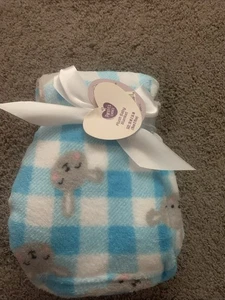 Manta de bebé de felpa AZUL A CUADROS BUNNY Parents Choice 30x36 pulgadas Pascua - Imagen 1 de 3