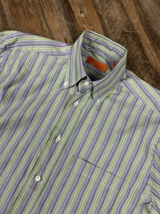 Camicia Bruli uomo 39-15,5 righe verdi Swiss Made con bottoni manica lunga - Foto 1 di 10