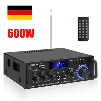 Stereo Verstärker 600W Verstärker HIFI Digital Bluetooth FM USB Vollverstärker - Bild 1 von 4
