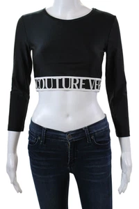 Versace Jeans Couture Girls Long Sleeves Fitted Logo Blouse Black Size 4 - Picture 1 of 11