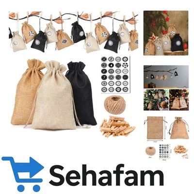 Vielseitige Adventskalender aus Stoff: 24 Jutesäcke für kreative Festlichkeiten - Bild 1 von 4