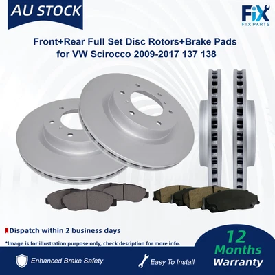 Front+Rear Full Set Disc Rotors+Brake Pads for VW Scirocco 2009-2017 137 138 - image 1 of 4