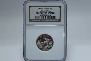 NGC 2008 S Silver 25C Oklahoma PF69 Ultra Cameo - Picture 1 of 4