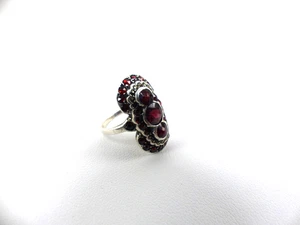 Art Deco 30er Jahre Granat Damenring 925.Silber - Picture 1 of 4