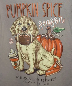 Simply Southern Kids Pumpkin Spice Season Long Sleeve Crew T-Shirt Brown SM $26 - Picture 1 of 4