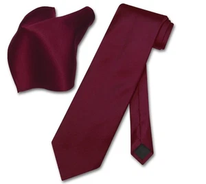 Vesuvio Napoli Solid BURGUNDY Color NeckTie and Handkerchief Mens Neck Tie Set - Picture 1 of 2