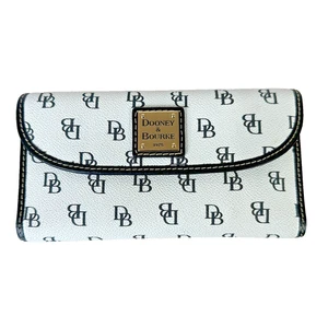 Dooney & Bourke Gretta Continental Clutch Wallet Bone & Black Bi-fold snap logo! - Picture 1 of 12