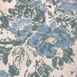 Material de tela tejida MCM flor floral azul verde 48"" de ancho por yarda - Imagen 1 de 12