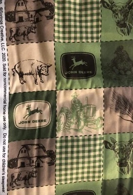 VHTF~John Deere~Animals/Tractor/Pigs/Barn Quilts~Cotton~44”Wide~$ Per Yd~FAST SH - Image 1 of 3