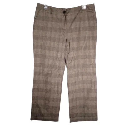 Pantalones para mujer Tapemeasure Andi talla 16 marrón a cuadros algodón con puños Foto 1 de 4