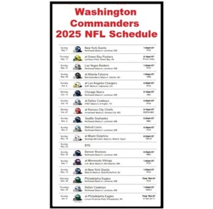 Imán de refrigerador de horario de fútbol americano de la NFL Washington Commanders 2025 4 por 6 pulgadas - Imagen 1 de 1