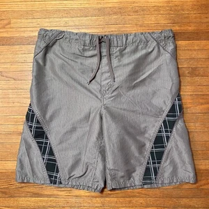 Beverly Hills Polo Club Swim Shorts Size Large Gray Pin Striped Fitted - Picture 1 of 12