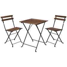 Outdoor Square Wooden Top Parisian Style Bistro Set Table and Two Chairs