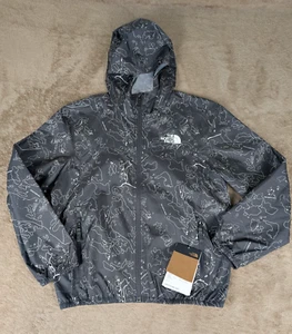 The North Face Boys Large 12 DWR Stop Windwall Zip Hooded Map Print Jacket NWT - Picture 1 of 16