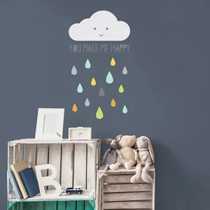 Pegatina de pared de nube feliz | Pegatinas de pared de guardería | Stickerscape | Reino Unido - Imagen 1 de 4