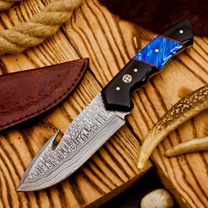 9,0" Custom Handmade Damascus Steel Skinner Jagd Camping Messer - Resin Griff - Bild 1 von 10