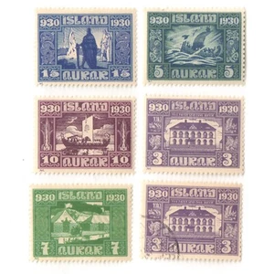 ICELAND "Island" Sc 152 used, 152-156 MINT MH Complete Set of Stamps CV$29 - Picture 1 of 2