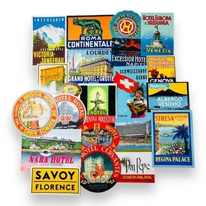 Vintage Hotel Luggage Labels Switzerland Italy France Japan Argentina Lot of 20 - Picture 1 of 7