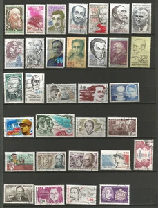 France années 60/90 30 timbres oblitérés personnalités ou célébrités /TR6626 - Picture 1 of 1