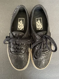 Vans Era Black Sequin Low Top Shoes Women size 6.5 - Picture 1 of 10