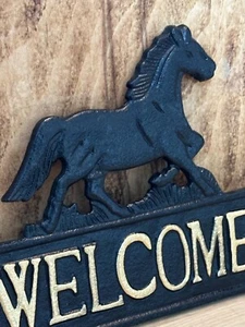 Cast Iron Horse Welcome Sign Plaque Nice Size - Picture 1 of 6