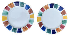 2 Crate & Barrel Hand Painted 10" Dinner Plates~Italy Ceramica San Marciano