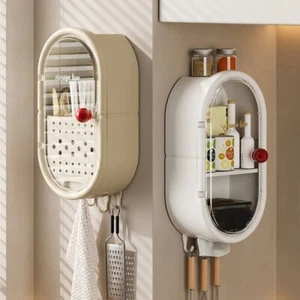 Wall-mounted Bathroom Box Non-punching Face Towel Storage Shelf Kitchen - Picture 1 of 15