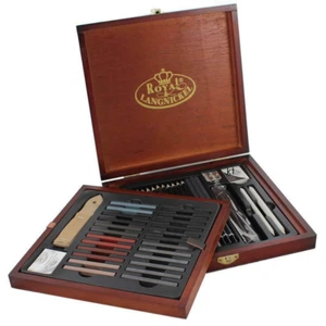ARTIST Sketching Drawing Set Graphite & Charcoal Pencils In Wooden Gift Art Case - Picture 1 of 4