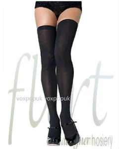 2 PAAR UNIFARBENE MODISCHE STRÜMPFE von Flirt halb blickdicht 5% Elasthan schwarz UK S/M - Bild 1 von 5