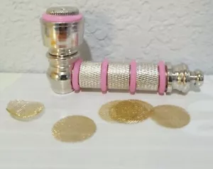 Pipa de fumar de metal rosa 3 y 3/4" con pantallas - Imagen 1 de 5