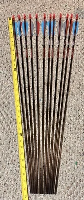 12- Beman CarbonHawk 65/75 Arrow Shafts w/nocks 1 Dozen No Tips Need Fletched - Image 1 of 4