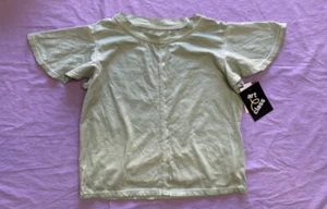 Art Class Girls' Short Ruffle Sleeve Boxy Crop Top Green Size M(7/8) - Picture 1 of 2