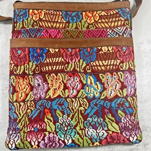Damen Leder & Gobelin Ethno Bucket Bag Bohemian Tribal Hippie - Bild 1 von 19