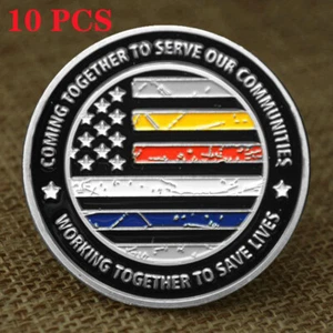 Moneda Conmemorativa Colección Honor Policía Ems 10 Piezas Despacho Bomberos - Imagen 1 de 4