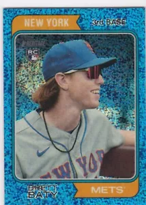 Tarjeta de novato Topps Heritage Brett Baty 2023 refractor azul brillante #265 R/C - Imagen 1 de 2