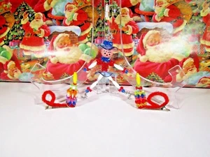 VTG HAND-CRAFTER BEADED SET OF 2 CANDLES ON CLIP & ICE SKATER CHRISTMAS ORNAMENT - Picture 1 of 3