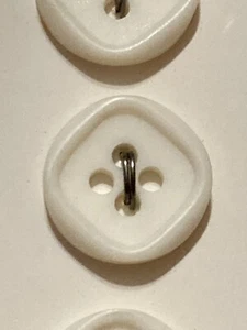 VTG La Mode Plastic Buttons Small White Square Inset 4 Hole 1/2" 4 on Card - Picture 1 of 4