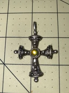 LARGE CROSS Vintage Pewter Colgante Charm - Imagen 1 de 4