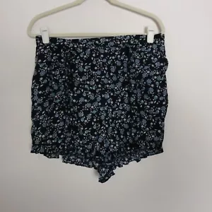 Xhiliration pantaloncini da donna corti floreali blu arricciati - taglia L large - Foto 1 di 12