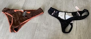 2 Pairs M/L Underwear NWT Sophie B Black & Escante Brown / Orange Panties - Picture 1 of 9