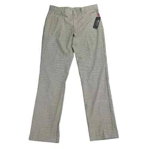 Tommy Hilfiger Mens TH Flex Tate Modern Fit Stretch Plaid Dress Pants Tan 34x32 - Picture 1 of 4