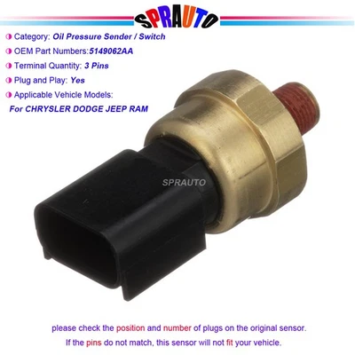 Sensor interruptor emisor de presión de aceite para Chrysler 300 Town Country 5149062AA PS317 Foto 1 de 4