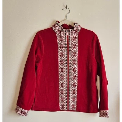 Vellón vintage LL Bean rojo y blanco copo de nieve talla L Foto 1 de 4