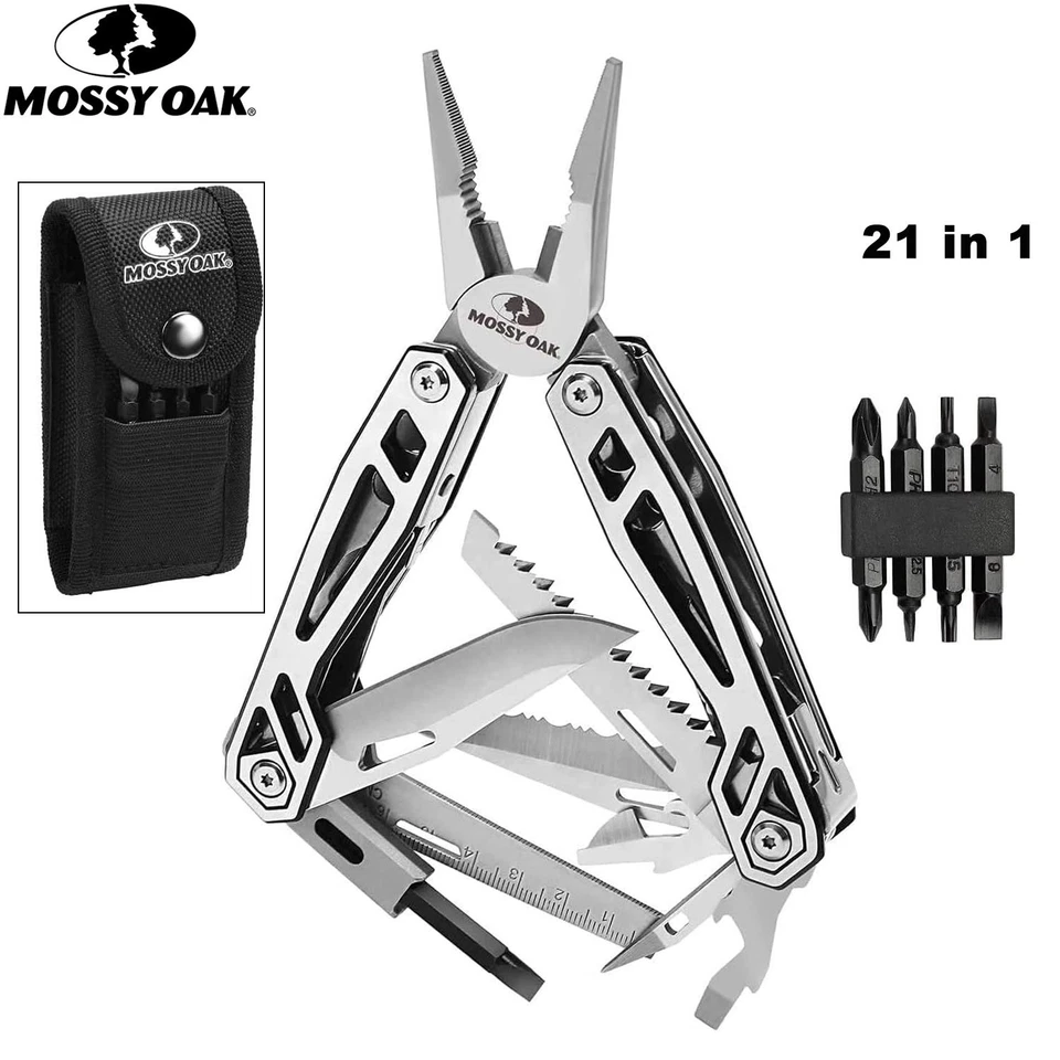 Mossy Oak 21 in 1 Multifunktionszange Mit Edelstahl Griff Camping Wandern