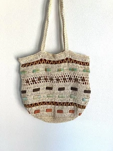 Vintage Capelli Straw Tote Bag Fish Beachy Coastal Ocean Vacation Boho Knit - Picture 1 of 14