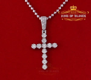 Real 0.15ct Diamond Sterling Silver CROSS Charm Necklace Fashion Pendant White - Picture 1 of 10
